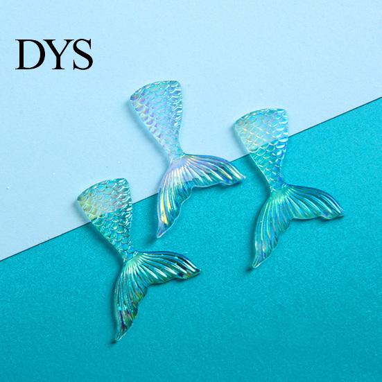 Cartoon 10Pcs Resin Accessories Lovely Shiny Colorful Fish Tail Flat Back Ornament DIY Mini Mermaid Charms Hairbow Phone Christmas Gift
