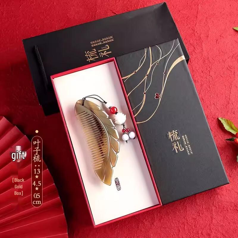 Ox Horn Crescent Comb Gift Set