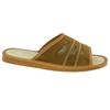Light brown men's leather slippers, comfortable Men's slippers, house slippers 46