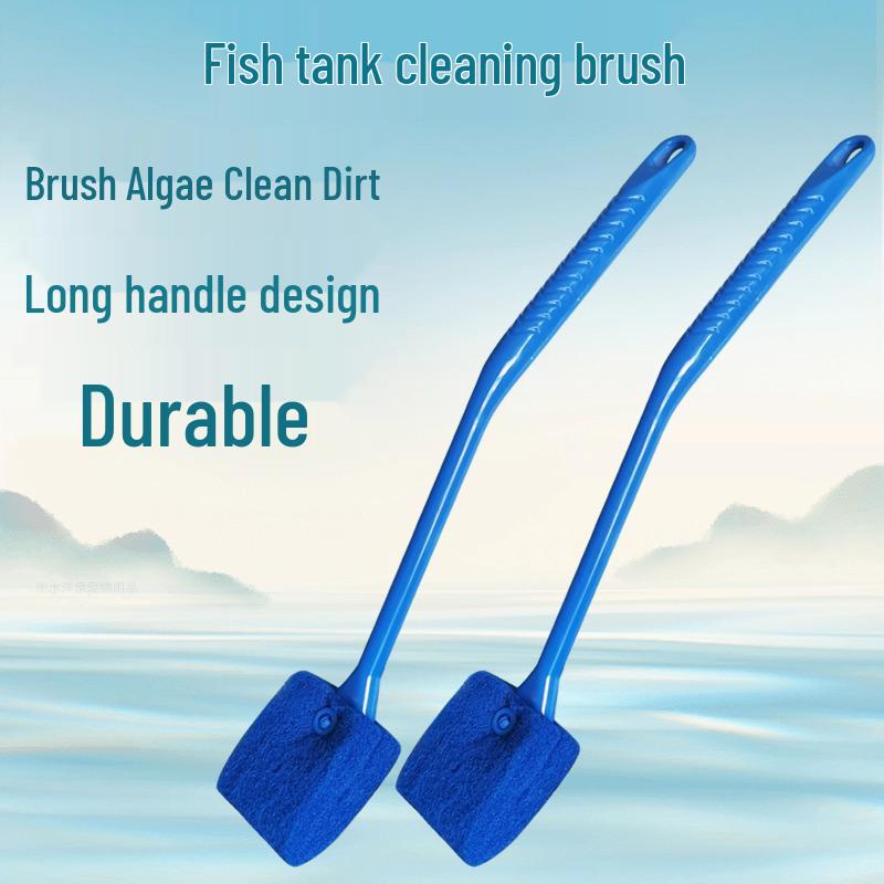 Aquarium Algae Removal Brush - Long Handle Handheld Cleaning Tool for Fish Tank Glass Wall