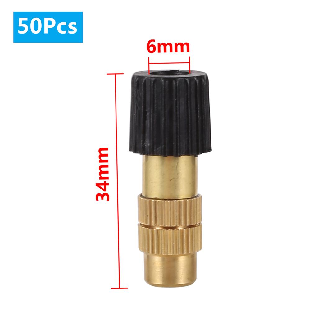 5/50Pcs 6mm Brass Mist Nozzle Kits 4/7mm 8/11mm Hose Garden Lawn Micro Irrigation Atomaiztion Cooling Dust Removal Sprayer Heads