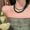 Round Choker Necklace 4 6 8 10mm Collarbone Chain New Green Beads Necklace Women