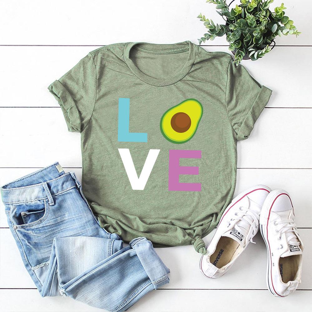 Cotton T-Shirt Short Sleeve Round Neck Women 2d Print Tops