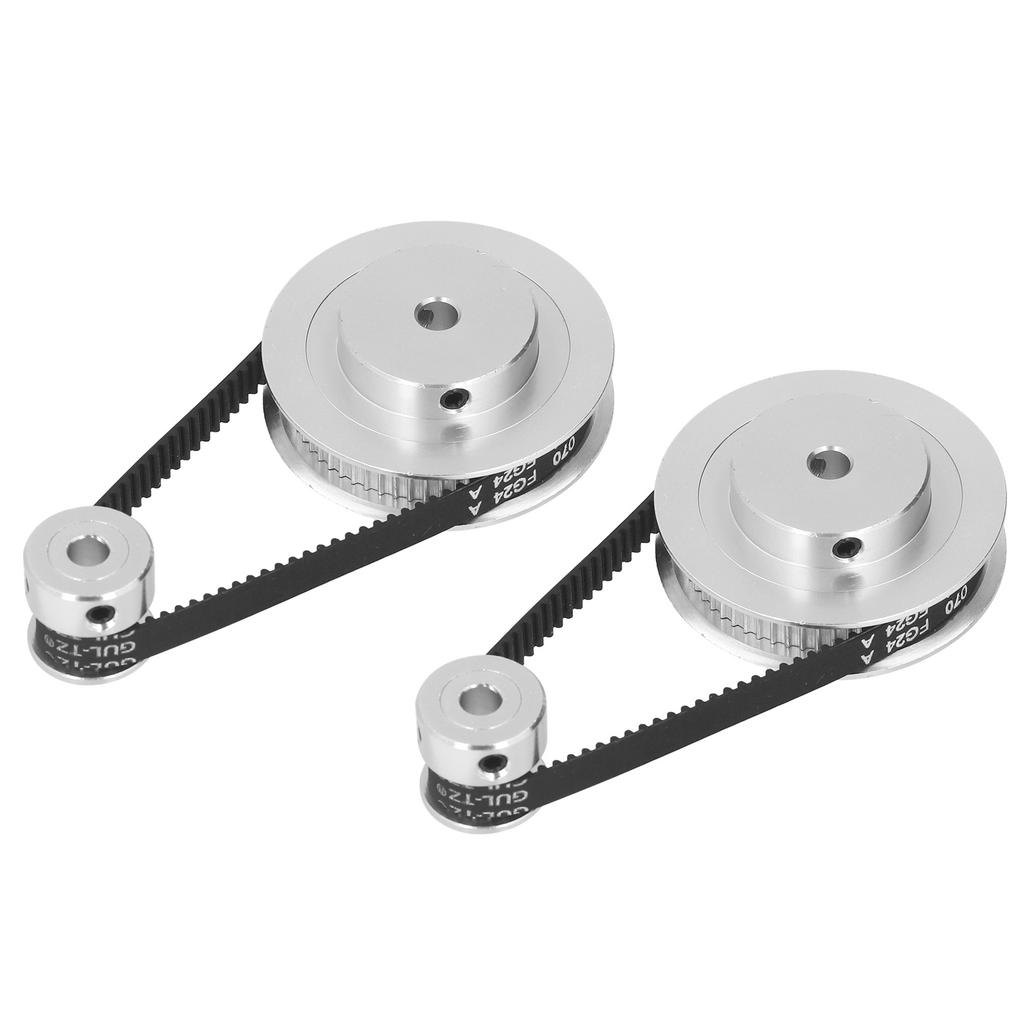 2 Set Synchronous Wheel Aluminum Alloy Timing Pulley with 2Pcs Length 200mm Width 6mm Belt