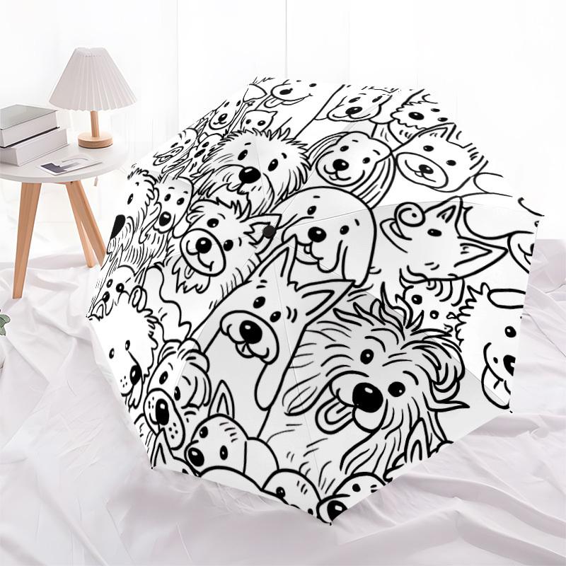 1pc Puppies Dogs Automatic Open/close Umbrella, 8-Rib sturdy structure, Auto Folding/Opening, Portable Travel Umbrella for Women,183