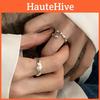 Chic Ins Style Adjustable Copper Pearl Wave Geometric Ring For Women Elegant Jewelry