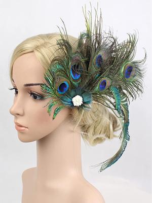 1 pince à cheveux en forme de paon, jolie pince à cheveux rétro, style carnaval, fête, costume, belle décoration pour fête, mariage, spectacle, décoration rétro