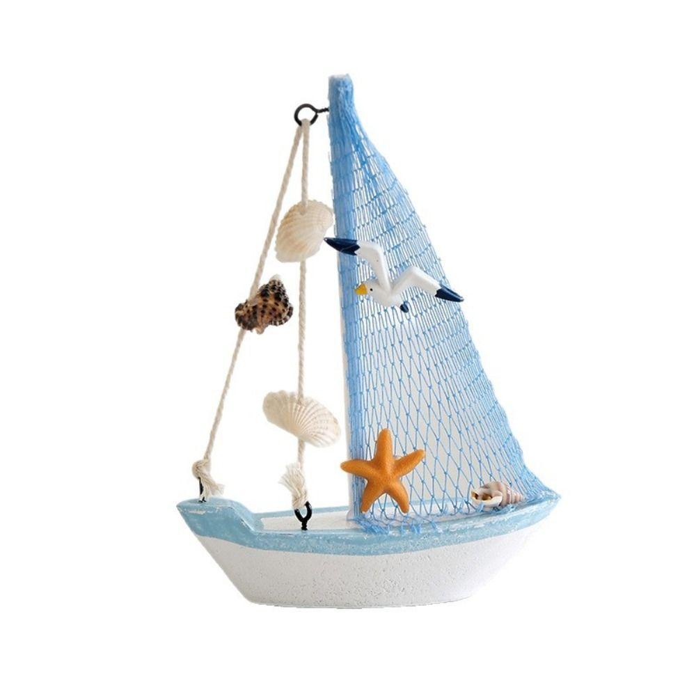 Mediterranean Style Sailing Boat Model Handmade Nautical Decor Miniature Sailboat Party Decoration