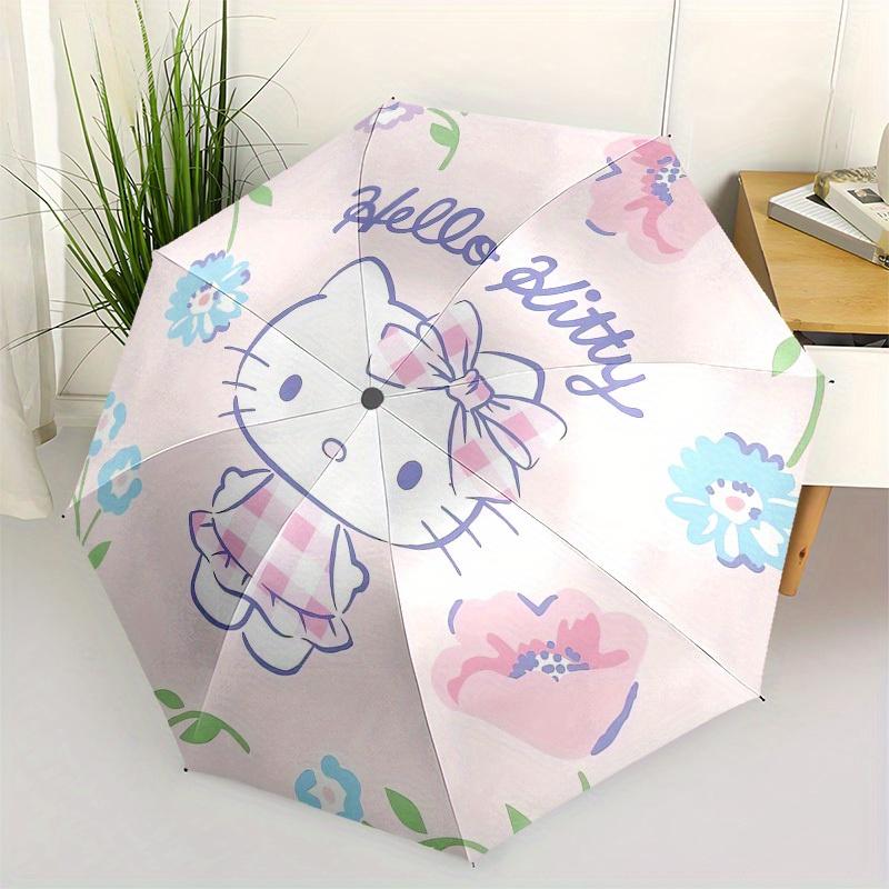 1pc Hello Kitty Floral Pink Umbrella with Plastic Handle,Suitable for All Seasons Home Travel Outdoor UmbrellaSanlio609