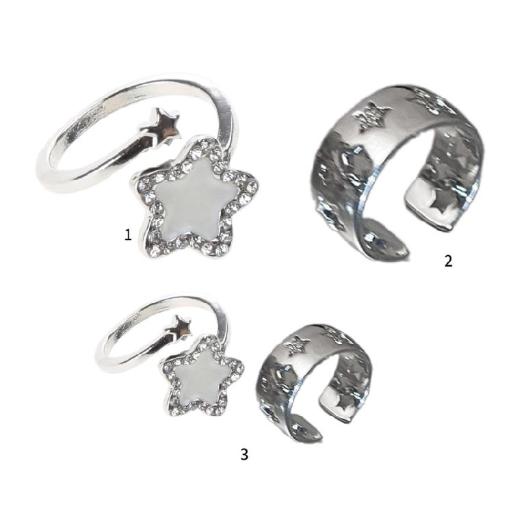 Five-Pointed Stars Finger Rings Jewelry Adjustable Punk Finger Rings Gift