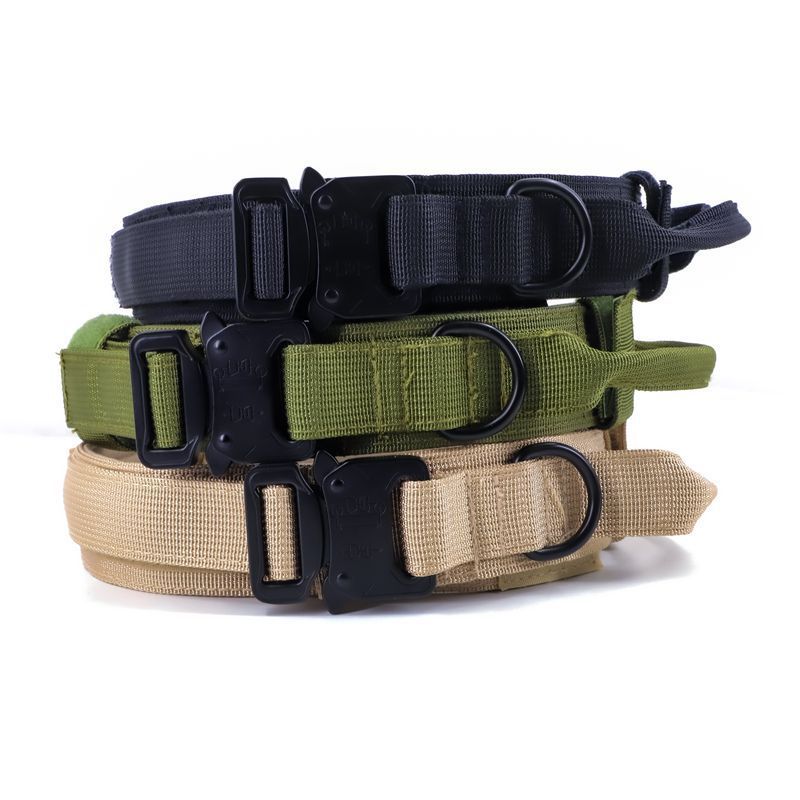 Adjustable Tactical Dogs Collar Traction Rope Military Pets Collars German Shepherd Training Medium Large Dog Pet Accessories
