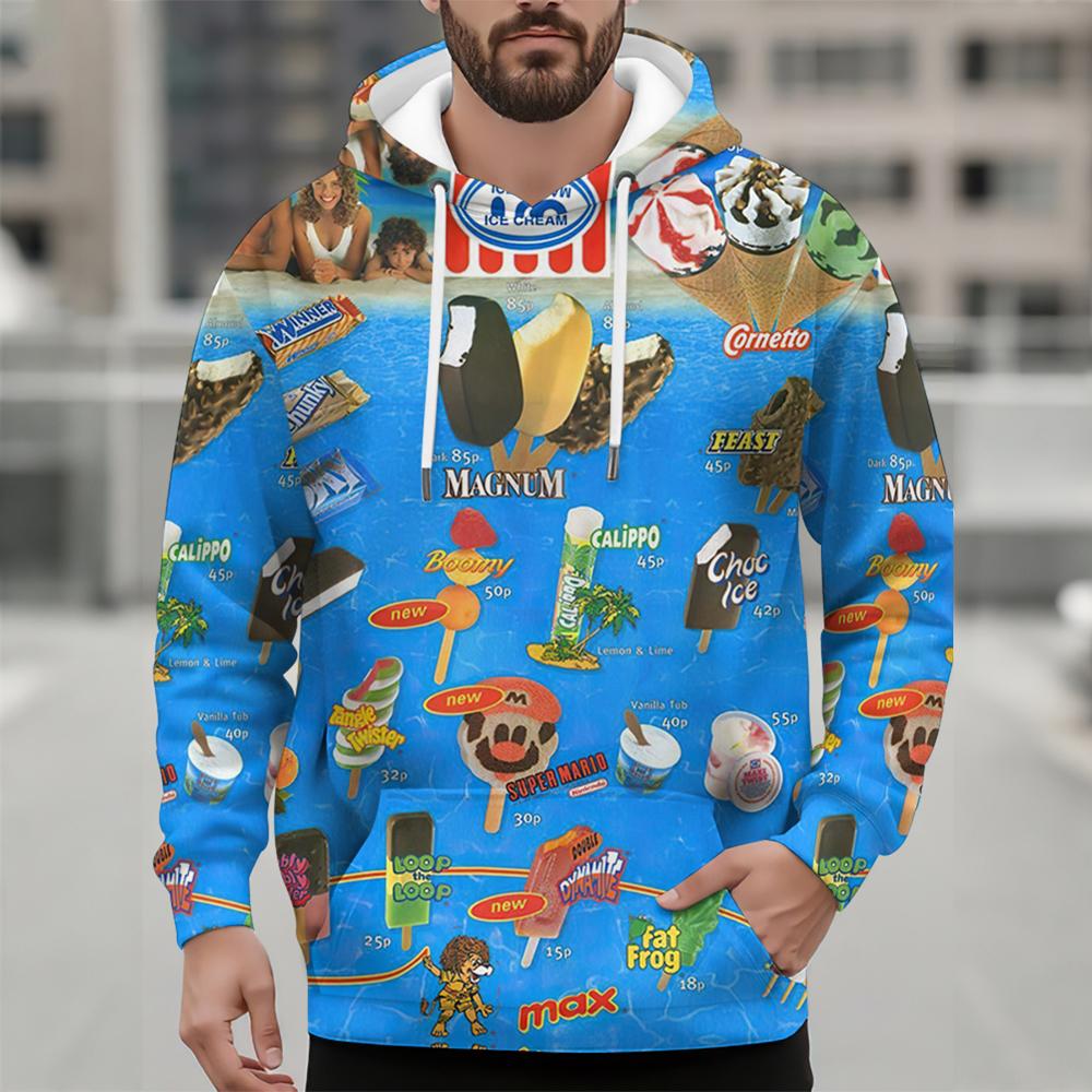 

Худи для мужчин осеннее повседневное с длинным рукавом, футболки с принтом мороженого, топы, модная уличная одежда, худи оверсайз для мужчин, одежда y2k 6XL