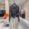 Women's Asymmetrical Button-Up Wool Cardigan - Soft High Neck Knit Sweater for Autumn and Winter Layering