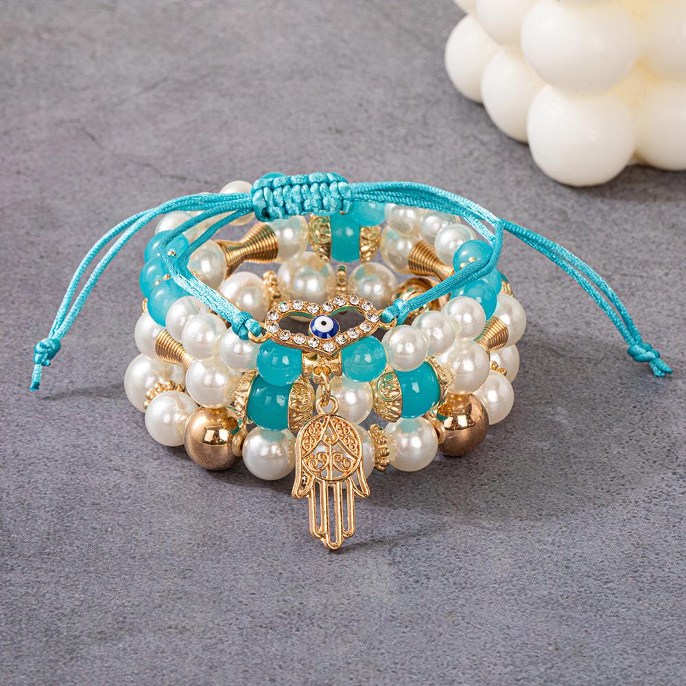 JYL TS Bracelet Bohemian Tassel  Brings Sparkle & Positive Flow Lake Blue арлекин