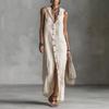 Summer New Breasted Dress Sleeveless Hooded Long Dress Women's Clothing