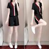 Shorts Casual Suit for Women Summer Fashion Korean Style Loose Slim Collar Fashionable Sports Two-piece Set