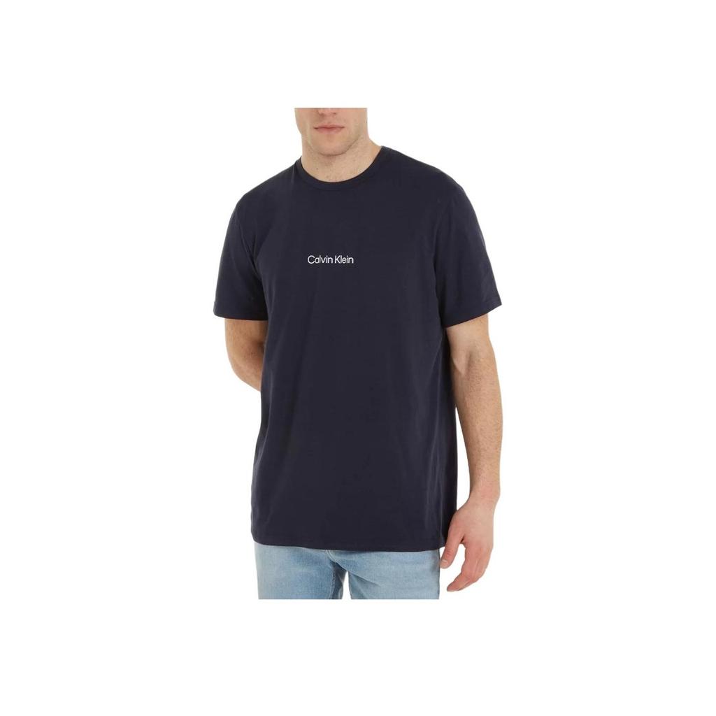Calvin Klein Letter Print Crew Neck Short Sleeve T-Shirt Men Tops Dark-Blue NM2170E-CHW