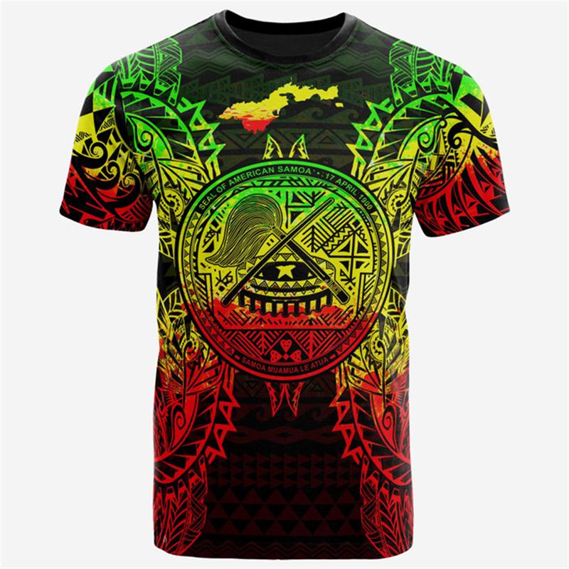 3D Gedrucktes Amerikanisch-Samoa Polynesisch Sommer Muster T-Shirt Herren Damen T-Shirts Rundhals Kurzarm Unisex Harajuku Herren Tees