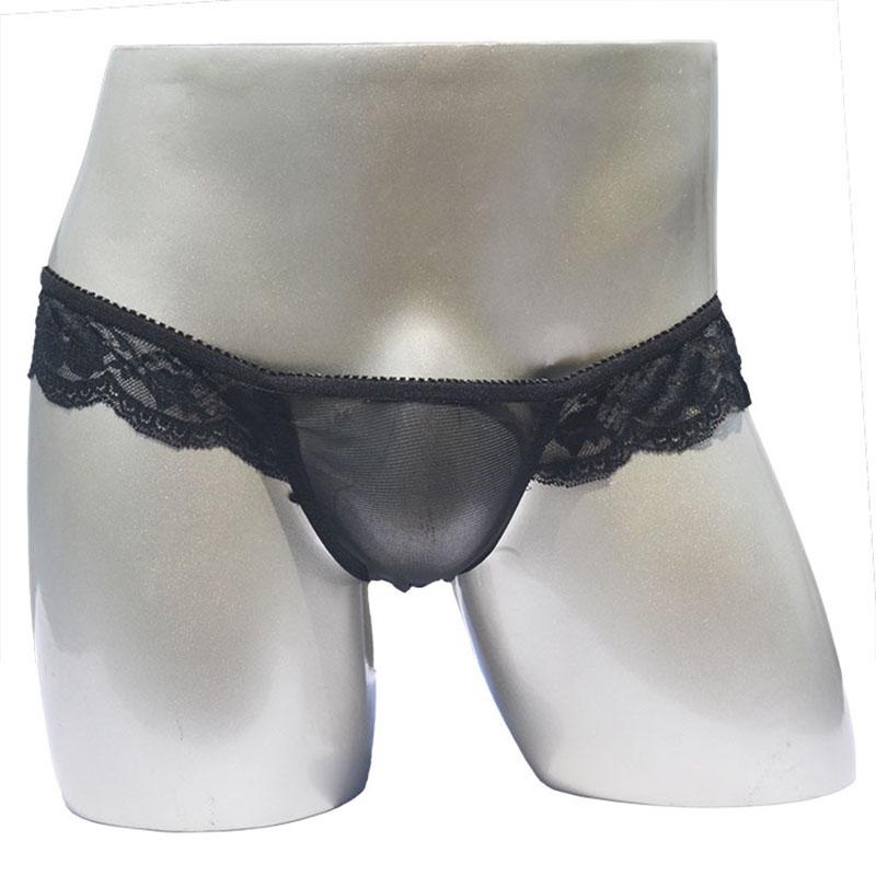 Men's Sexy Underwear Transparent Breathable Mesh Briefs Lace Soft Underpants