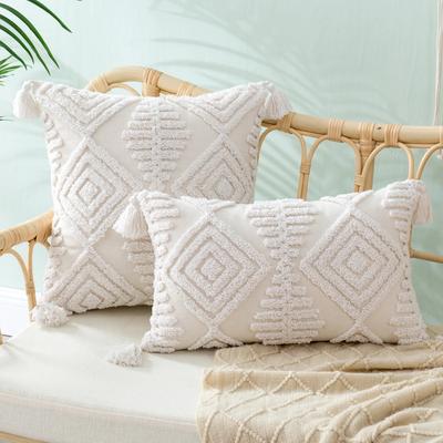 Tufted Pillow Moroccan Tufted Velvet Tassel Cushion Lumbar Pillow Cushion Cover Nordic Living Room Sofa Pillow Cover