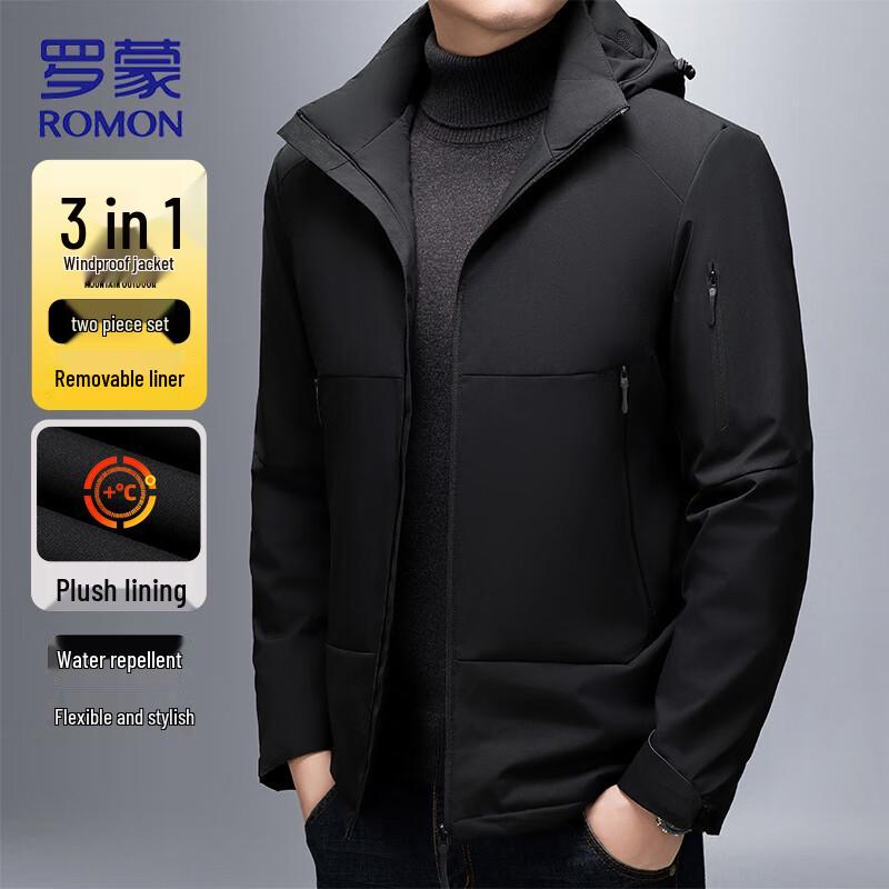 Romon Men s 3-in-1 Windproof Warm Outdoor Jacket L