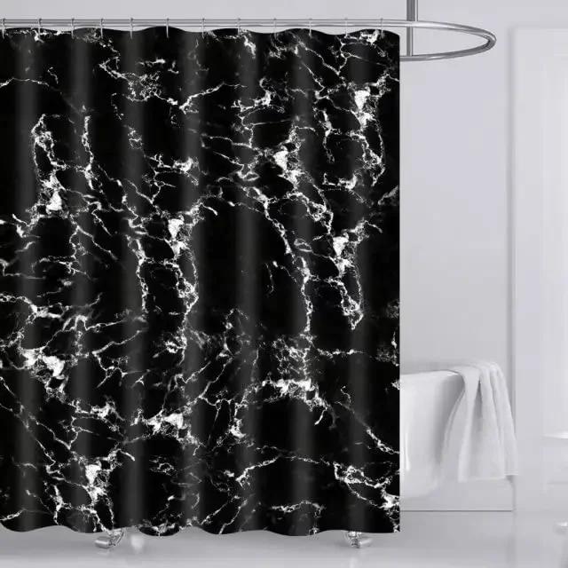 

Marble Shower Curtain Grey Gold White Texture Marble Shower Curtain For Bathroom Abstract Pattern Waterproof Fabric With 12 Hook W60H190(CM)-1 Pcs