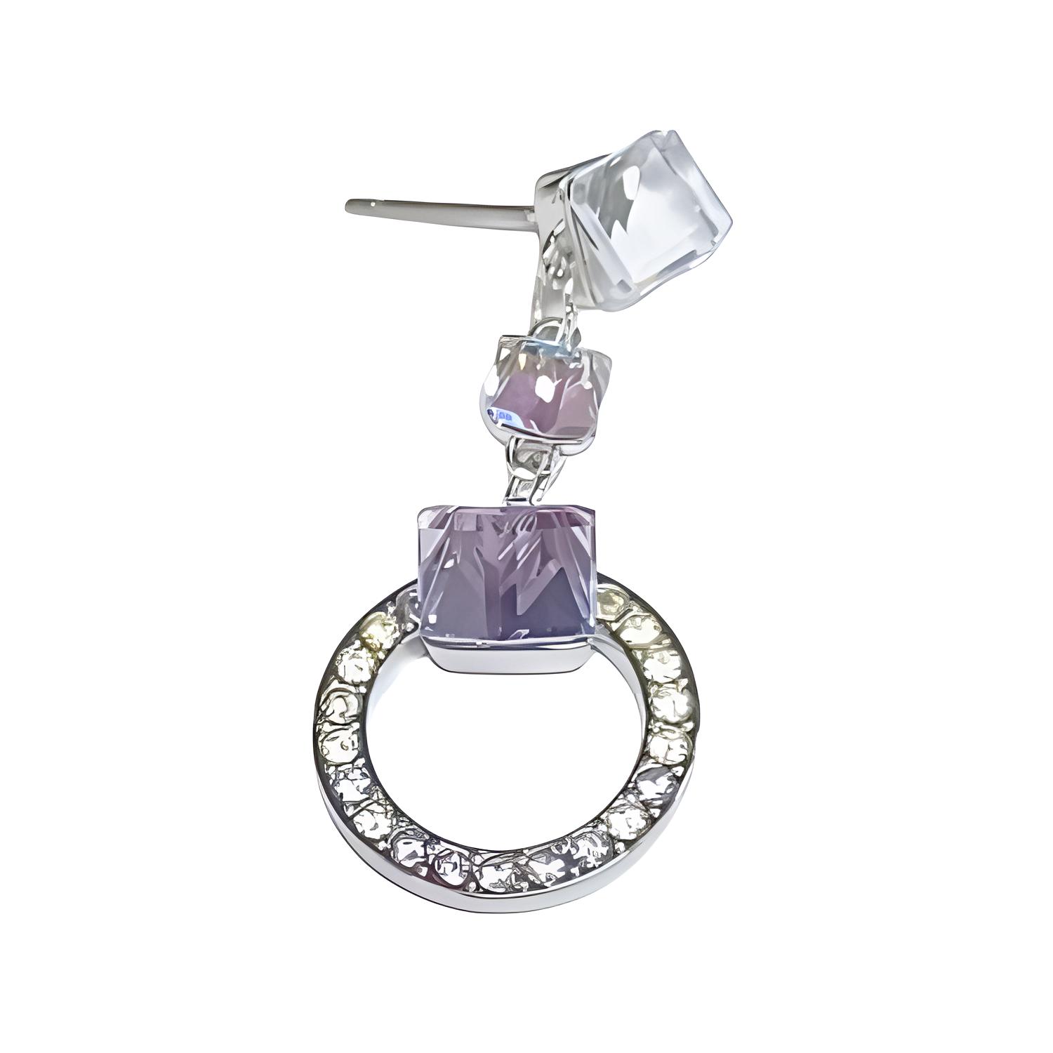

Swarovski Solid Color Design Rhodium Plated Earrings Unisex Earrings Purple 5032896 F,Purple