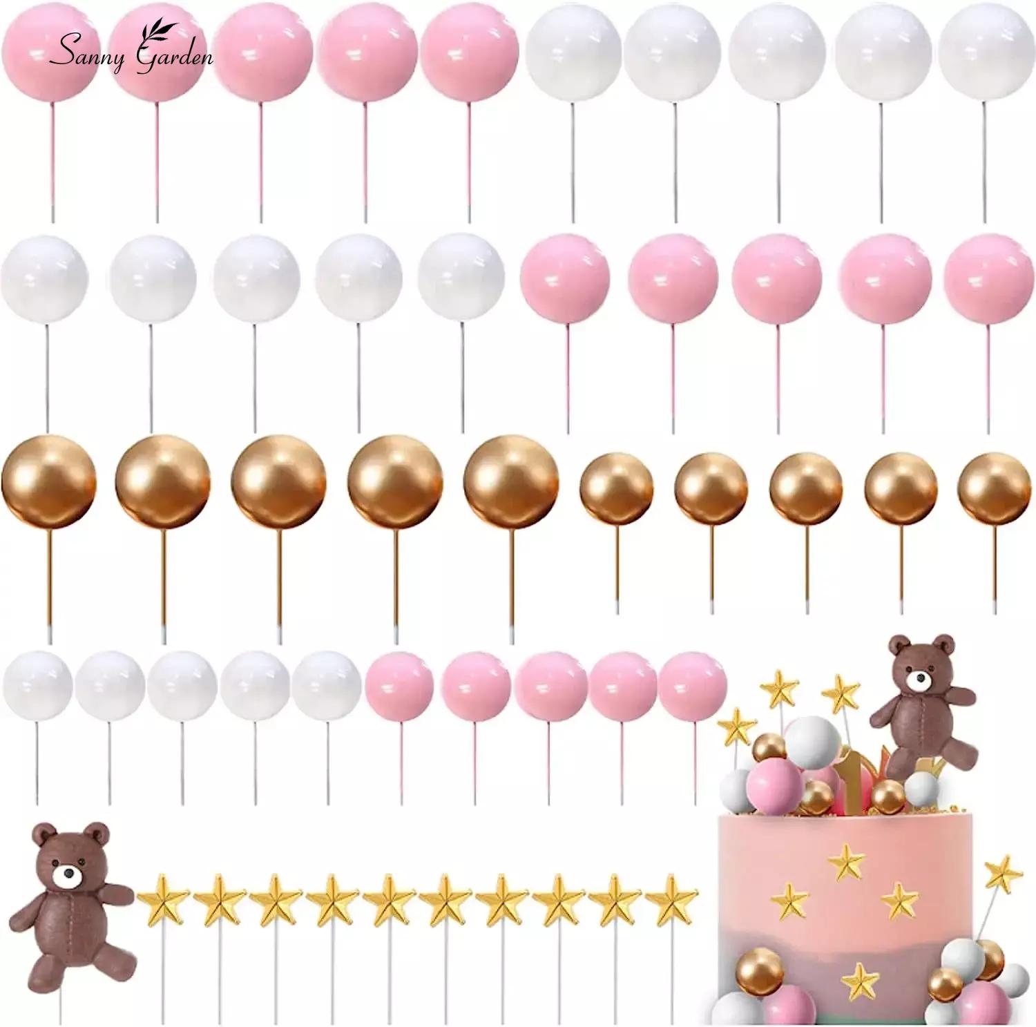 

Украшения для торта 50 шт. Красочные украшения для торта «С Днем Рождения» с жемчужными шариками для дня рождения, вечеринки, свадьбы, аксессуары для мероприятий