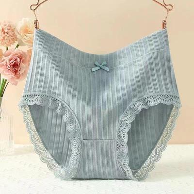 Dámske bavlnené nohavičky s vysokým pásom a čipkovaným mašľou - Priedušné a pohodlné