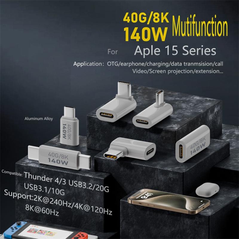 

Up Angle USB 3.1 Type-C Male to Female 140W Charging 40Gbps Data Adapter As Shown A