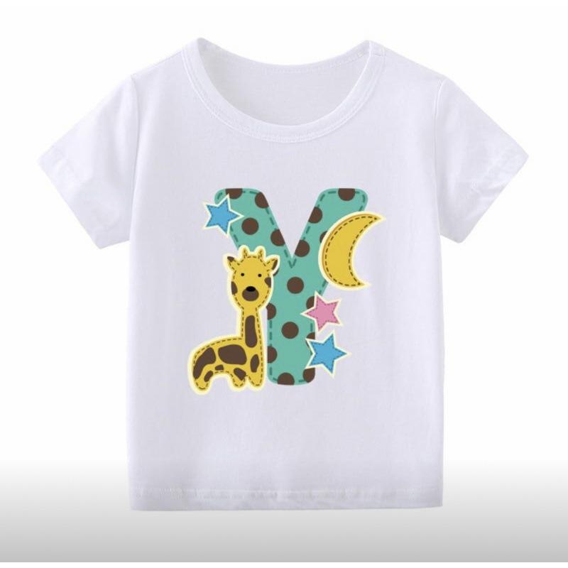 26 English Alphabet Cartoon Printed T-Shirt Children'S Jacket