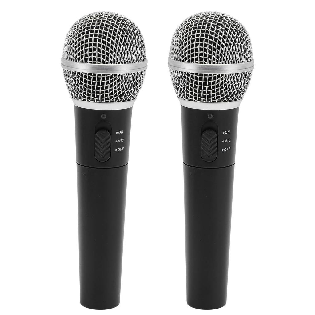 2PCS Wireless Microphone Set ABS Dual Handheld Dynamic Mic System with Receiver for Singing Karaoke