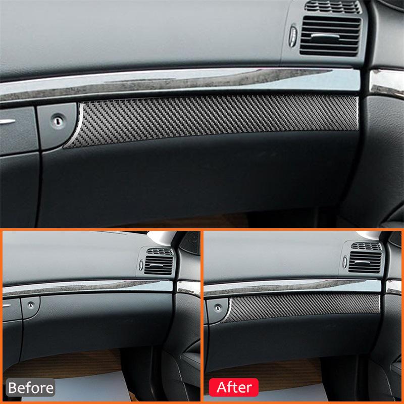 Kohlefaser Auto Armaturenbrett Panel Aufbewahrungsbox Zierleiste Innenraum Dekoration Aufkleber Für Mercedes Benz E-Klasse W211 2003-2009