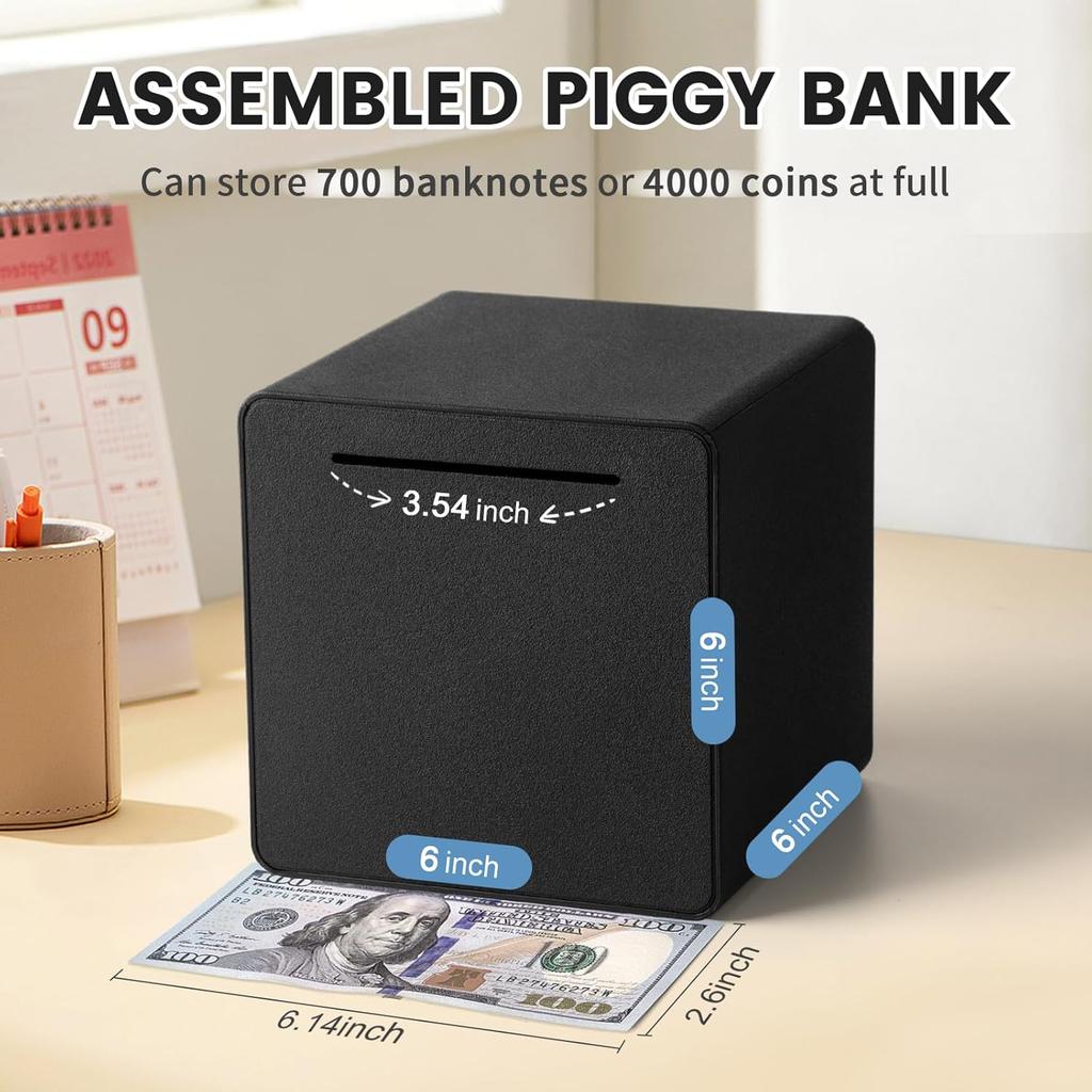 6" Piggy Bank for Adults for 2025 Savings, Must Break to Open Adult Piggy Bank for Cash, Interactive DIY Assembled Unopenable Money Savings Box