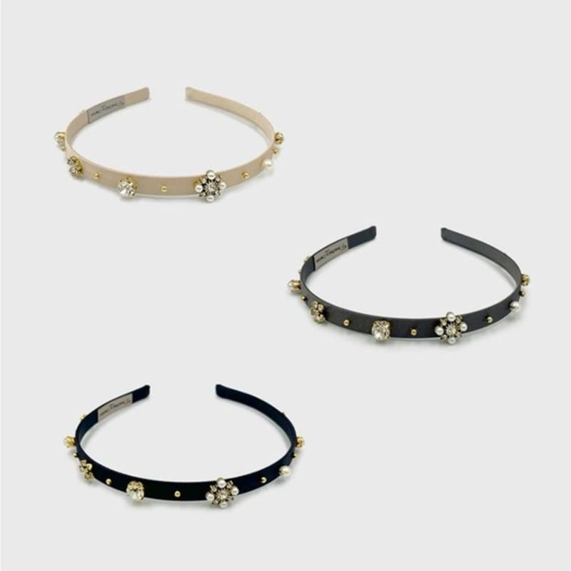 Jean Paul Clarisse Crystal Pearl Satin Hairband JC019HB