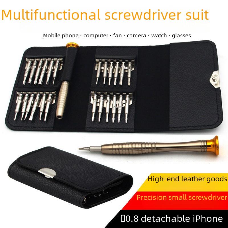 115-v-1 Multifunkční sada šroubováků s koženou taškou pro opravu mobilních telefonů