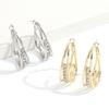 New trendy light luxury high-end metal ring earrings women's silver needle super flash crystal ear jewelry