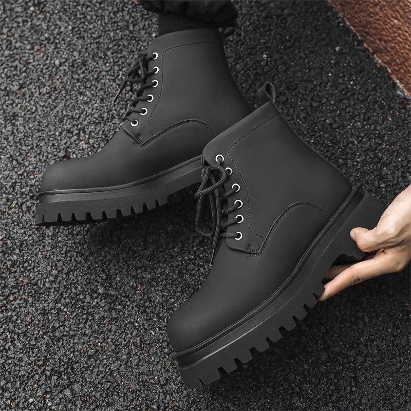 Martin boots men's autumn and winter heightening tooling locomotive wind super fire leather boots big head advanced boots 70033-J