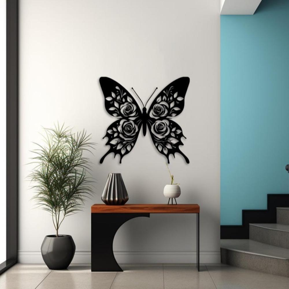 3D Butterfly Metal Wall Sculpture, Modern Iron Art, Creative Animal Home Decor, Wall Hanging Ornament for Living Room Bedroom
