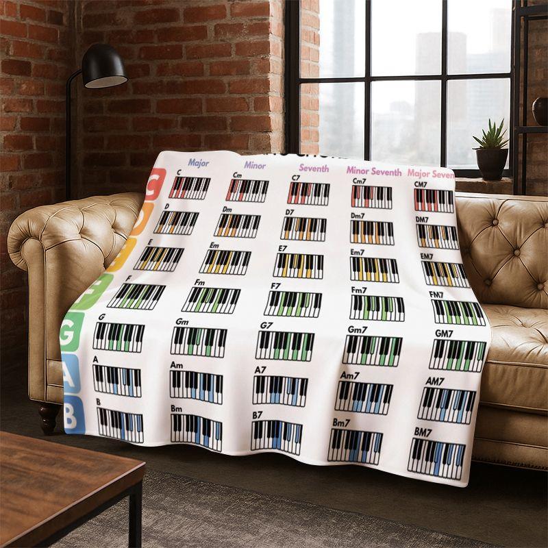 Music Theory Chart Guitar Chords Flannel Blanket Soft Warm Throw Blanket for Bedroom Living Room Bed Travel Camping Picnic Gift 75x90cm