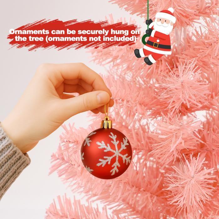 Sapin de Noël - NETTLIFE - 60 cm rose pastel - Branches denses - PVC premium - Base solide