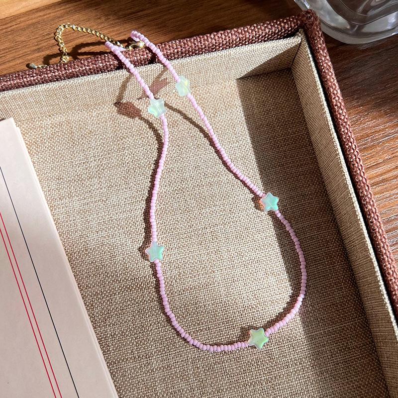 Sweet Dopamine Beaded Necklace: Trendy Heart, Flower & Bow Choker