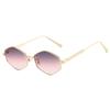 New polygonal metal sunglasses, European and American personalized water chestnut printing glasses legs PC fashion sunglasses