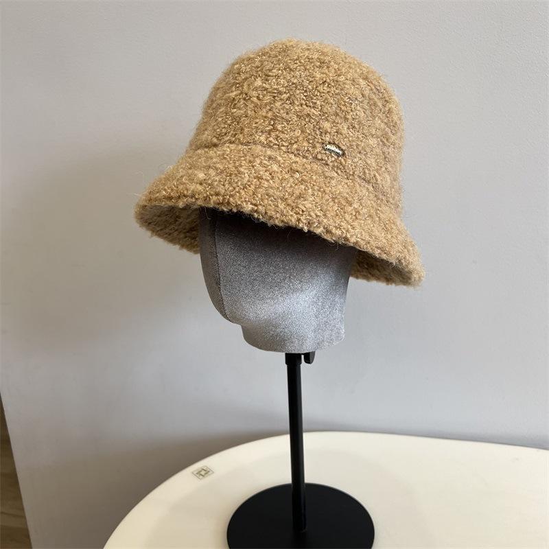 

Wool blended circle yarn short eaves dome bucket hat women s fashion literary leisure warm light luxury basin hat M（56-58cm） чорний
