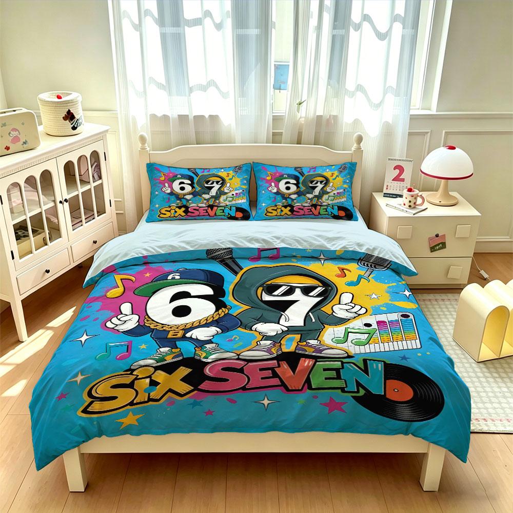 3PCS Duvet Cover Set SIX SEVEN 67 Graffiti Street Print Bedding Set Kids Boys Soft Microfiber Quilt Cover Pillowcases