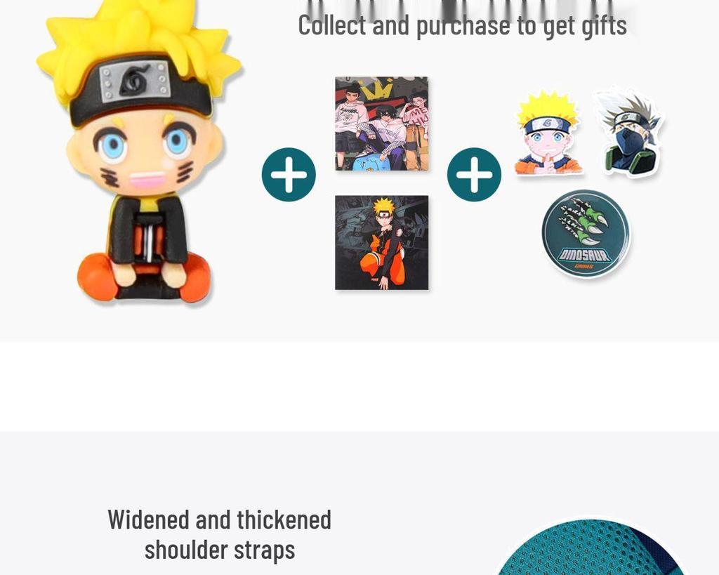 Large Capacity Naruto Backpack for Boys & Girls, Grade 6 - Lightweight, Spine-Friendly