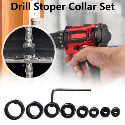 Drill Bit Depth Stopper Limiter Collar Set Adjustable Attachment Limit Ring Stop Control Guide Gauge Position Precision Kit Tool