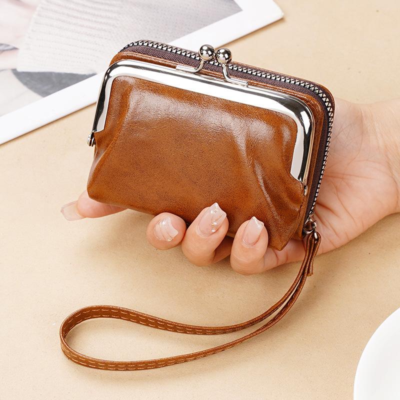 Coin Card Bag Ladies Buckle Coin Purse 4 Inch Zipper Clip Bag Clutch