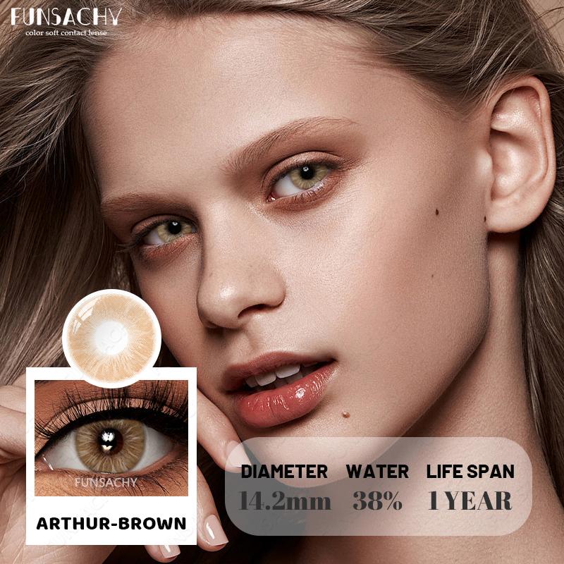 FUNSACHY 1 Pair Color Contact Lenses for Eyes Natural Softlens Lenses Cosmetic Eye Contacts Gray Pupils Yearly Lens Brown Lens