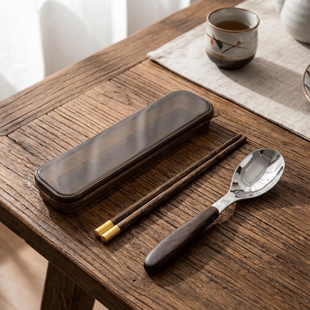 Wood Grain Handle Wooden Chopsticks Set Japanese Style Two-Piece Tableware  Student Use